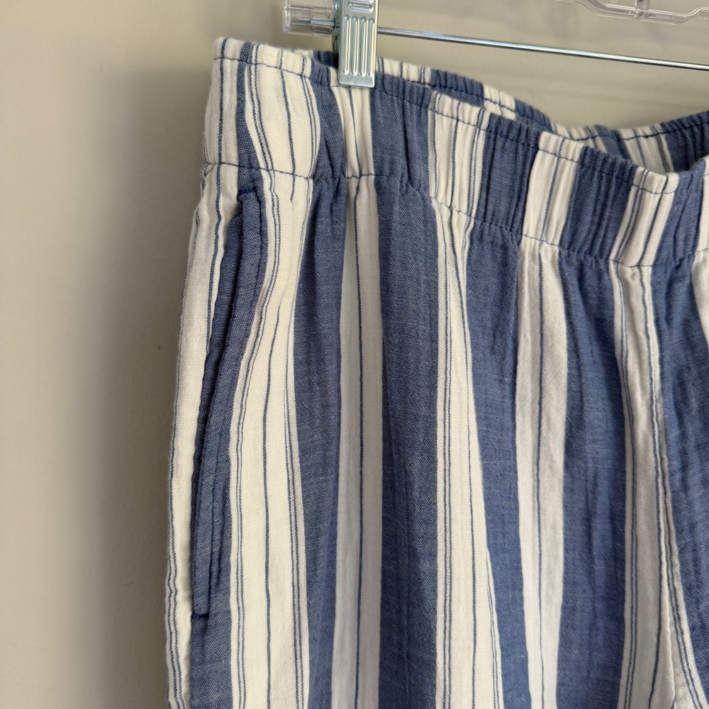 NEW Old Navy 100% Cotten Wide Leg Pants Blue White Stripe Pull-On SZ Large NWT - Picture 4 of 14